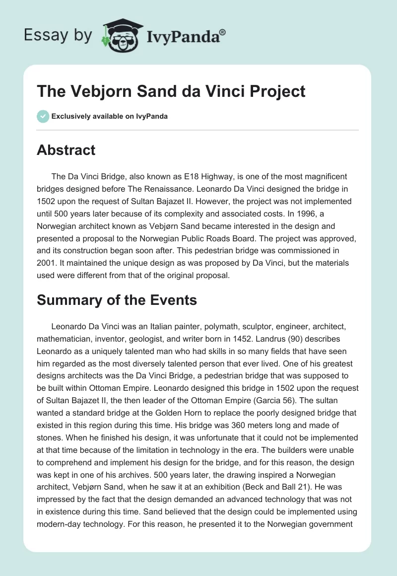 The Vebjorn Sand da Vinci Project. Page 1