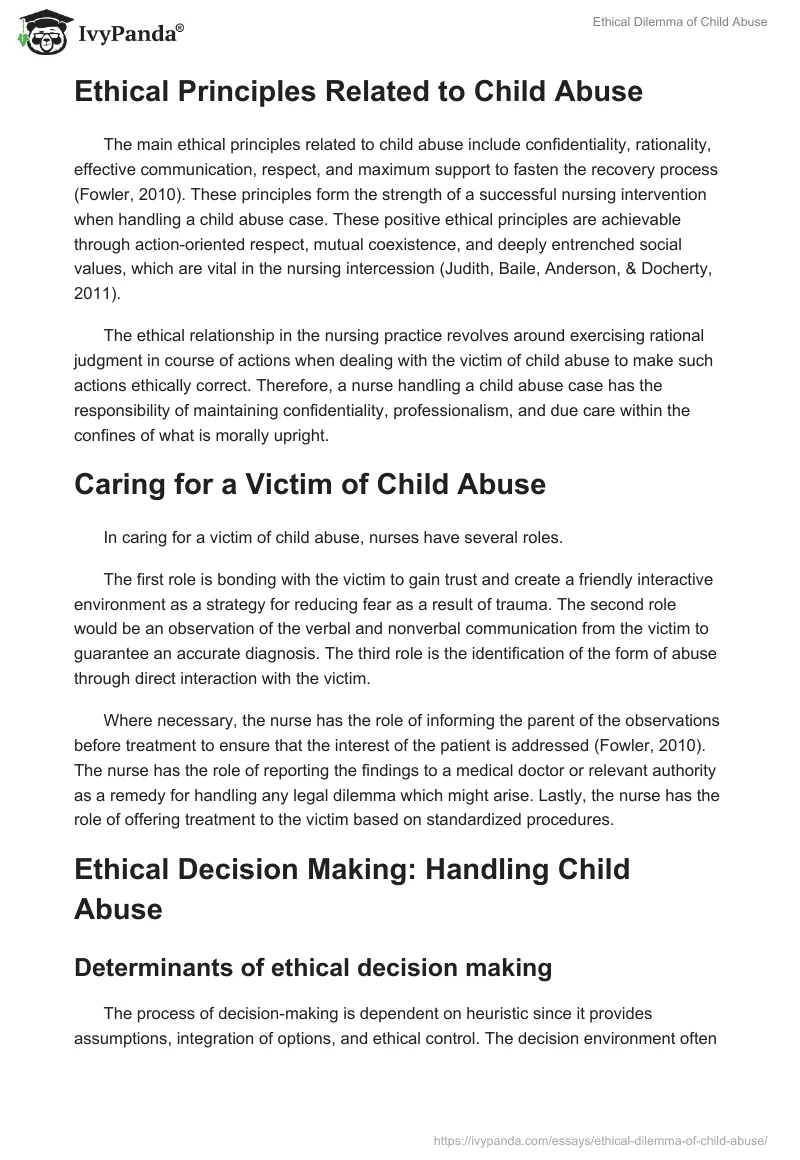 Ethical Dilemma of Child Abuse. Page 2