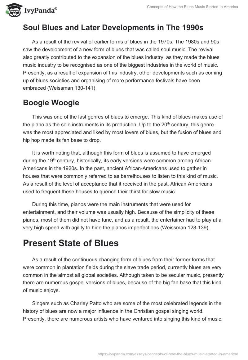 Concepts of How the Blues Music Started In America. Page 5