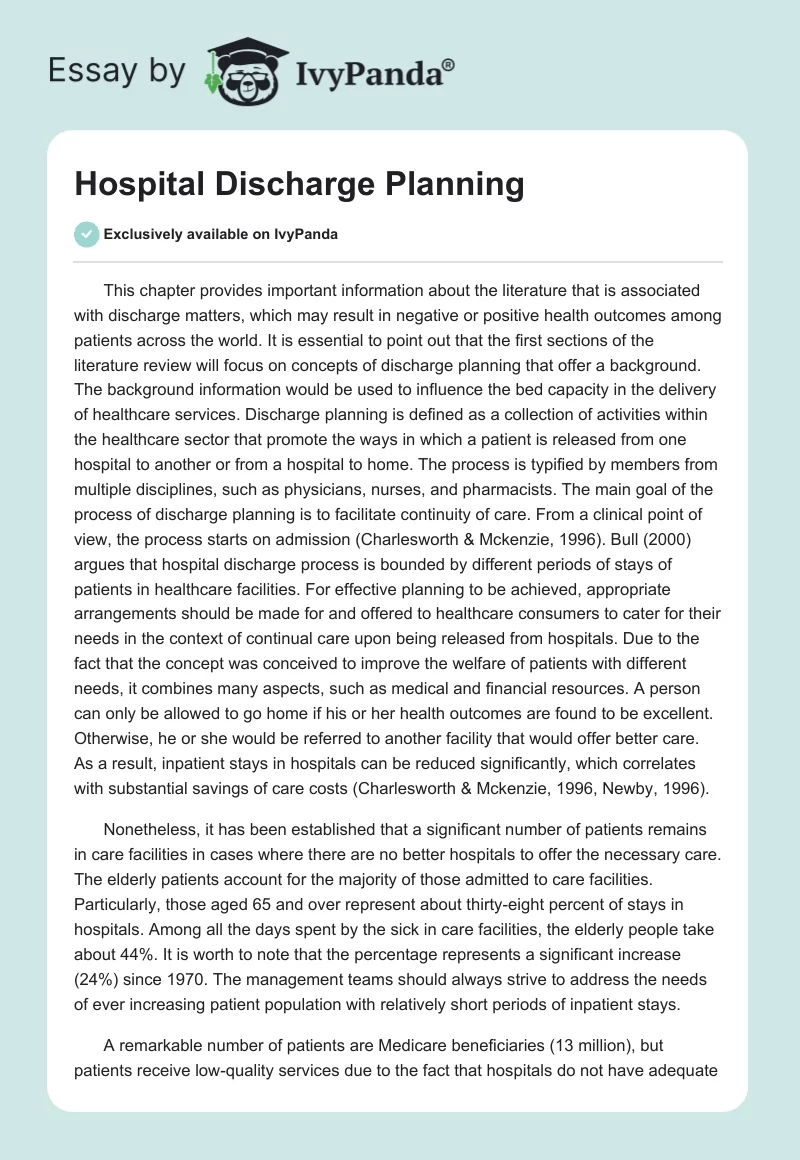 Hospital Discharge Planning. Page 1