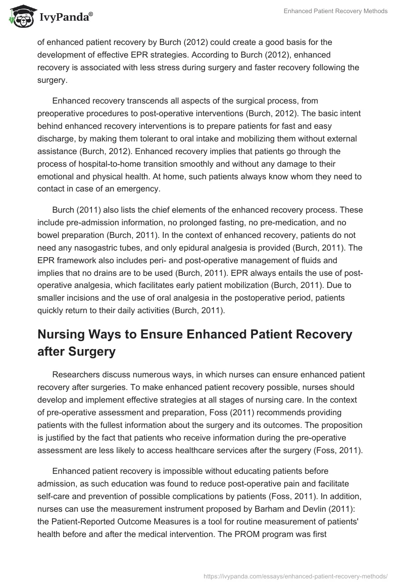 Enhanced Patient Recovery Methods. Page 2