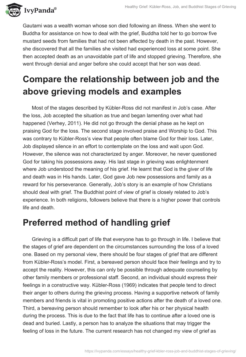 Healthy Grief: Kübler-Ross, Job, and Buddhist Stages of Grieving. Page 2