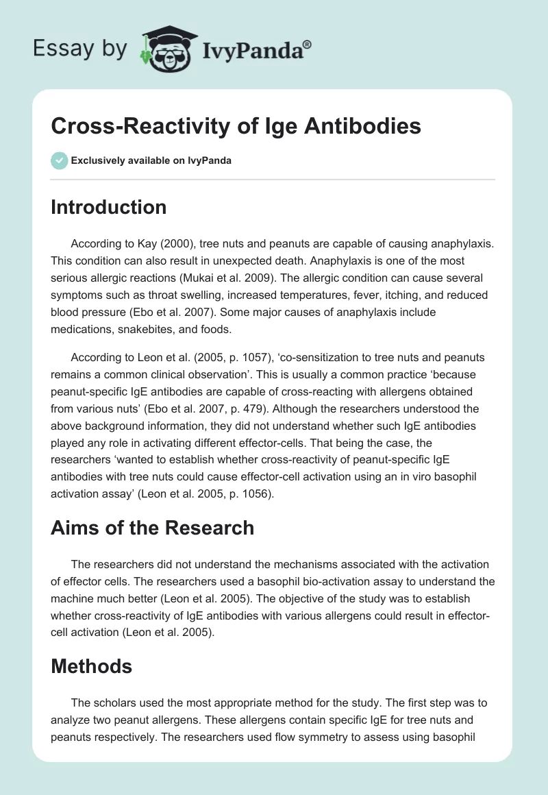 Cross-Reactivity of Ige Antibodies. Page 1