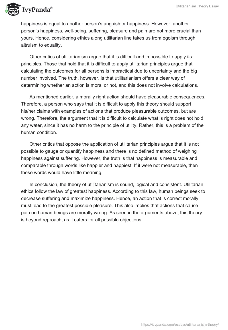 Utilitarianism Theory Essay. Page 3