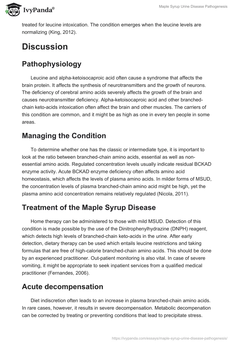Maple Syrup Urine Disease Pathogenesis. Page 5