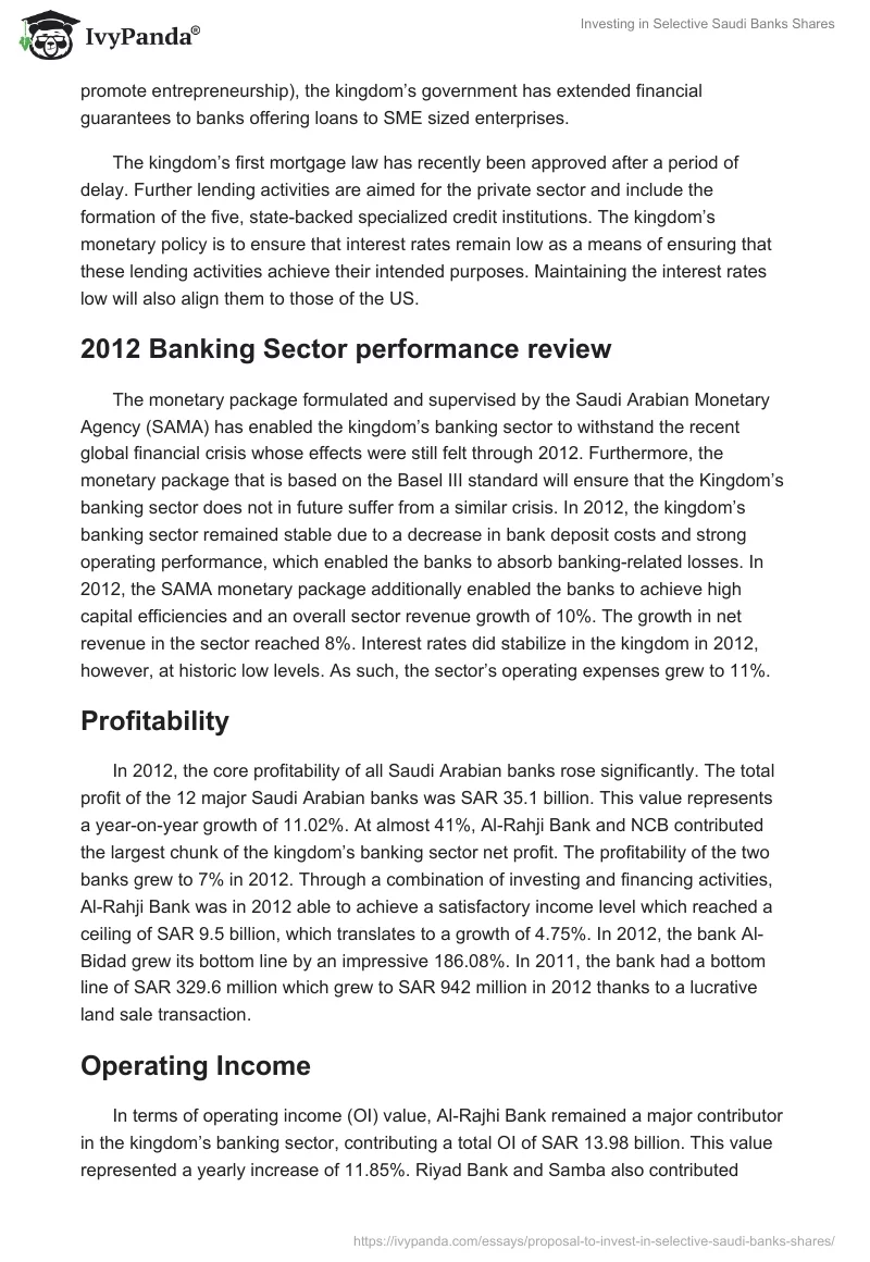 Investing in Selective Saudi Banks Shares. Page 4