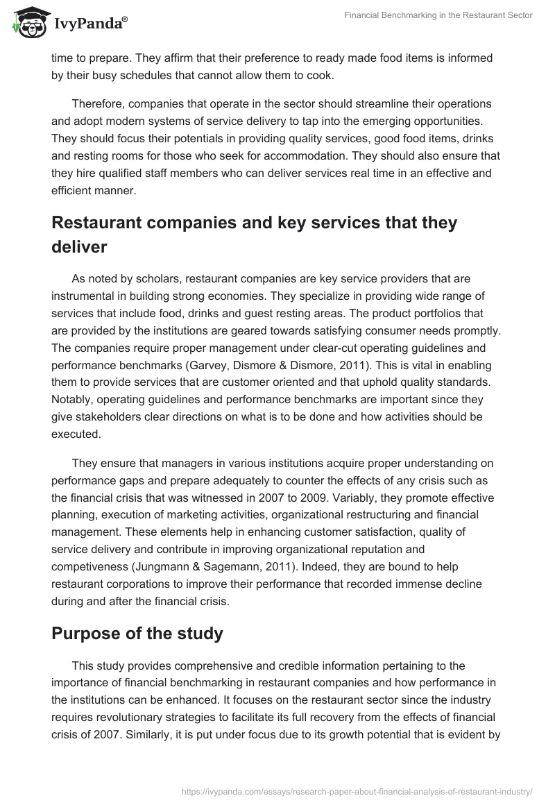 Financial Benchmarking in the Restaurant Sector. Page 4
