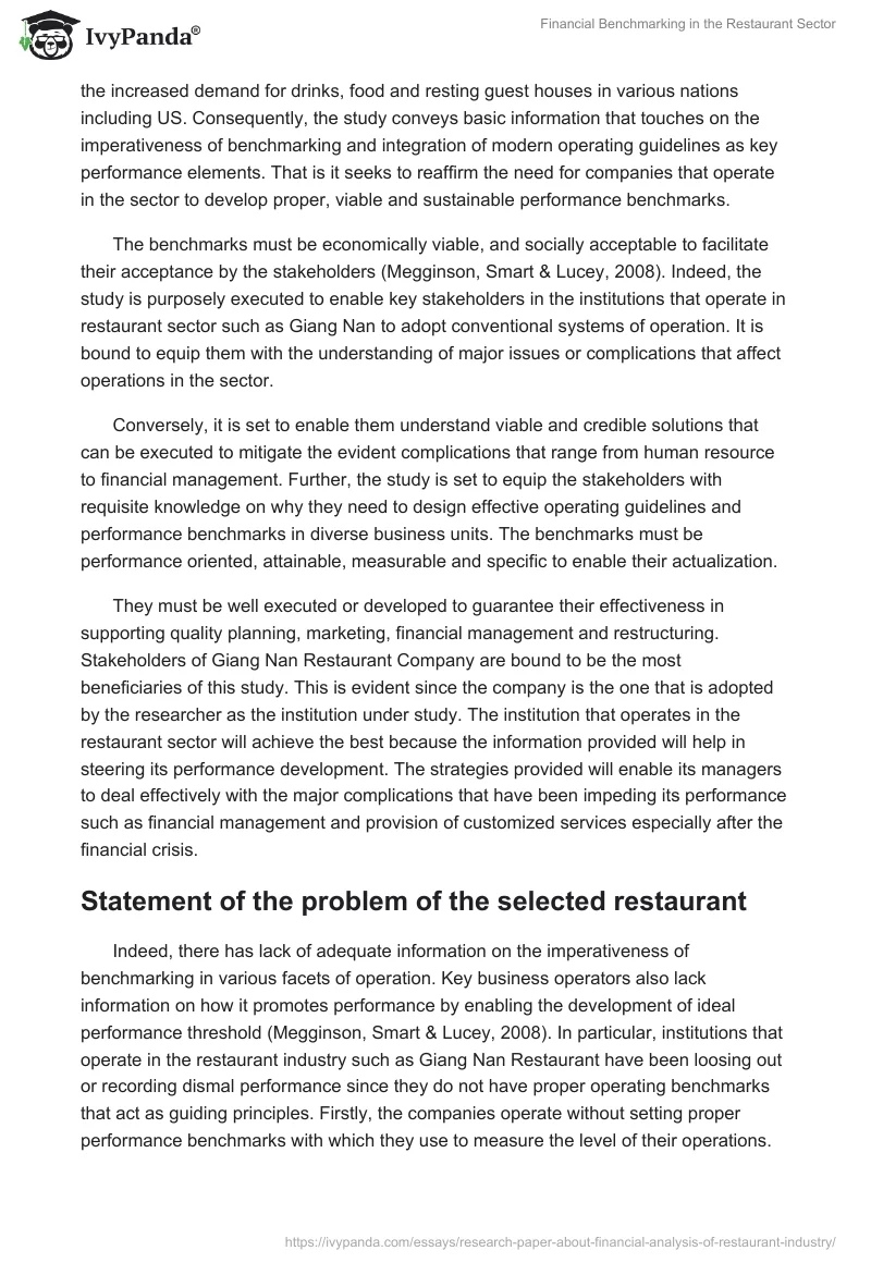 Financial Benchmarking in the Restaurant Sector. Page 5