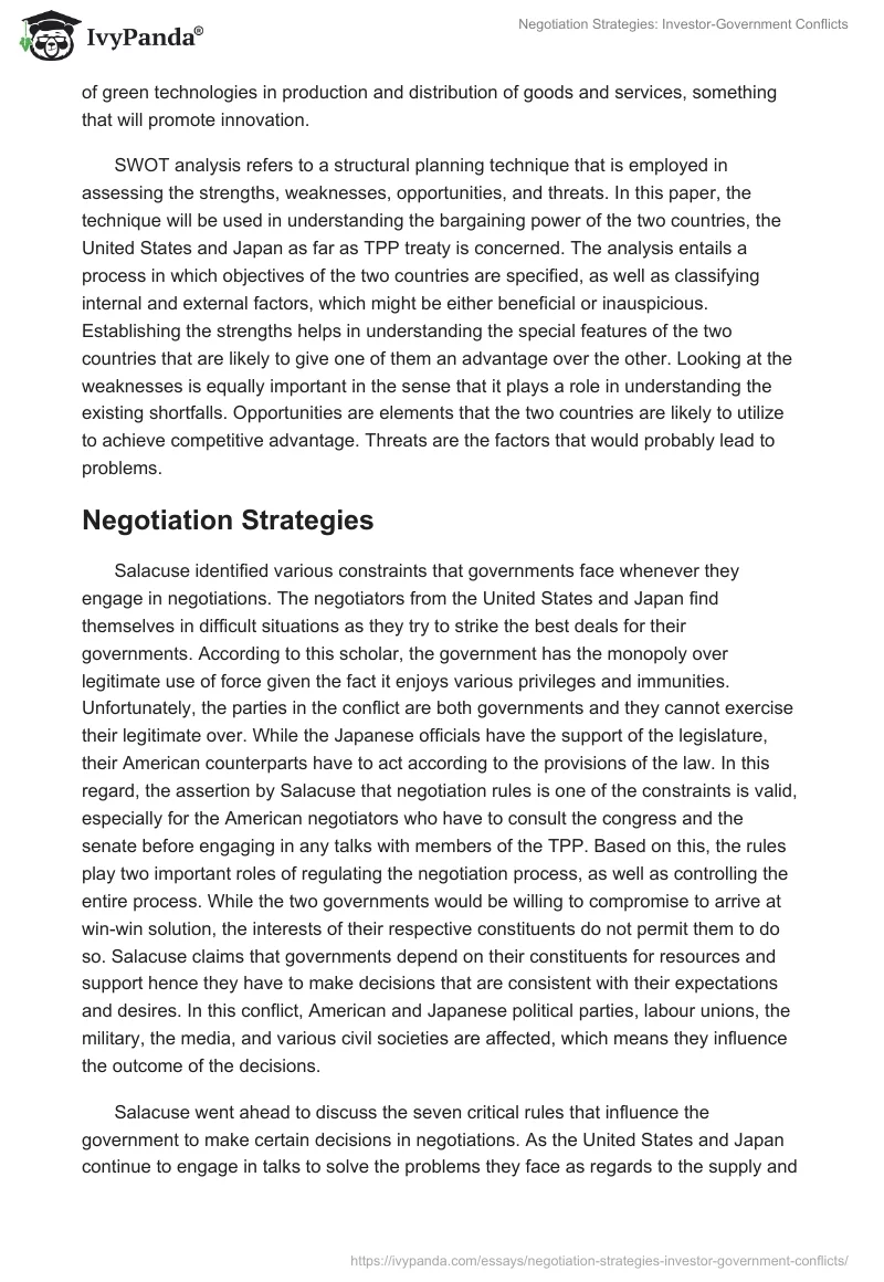 Negotiation Strategies: Investor-Government Conflicts. Page 4