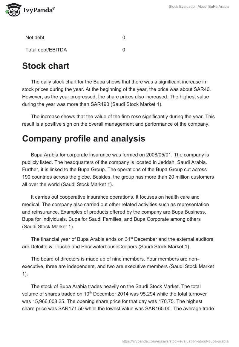 Stock Evaluation About BuPa Arabia. Page 3