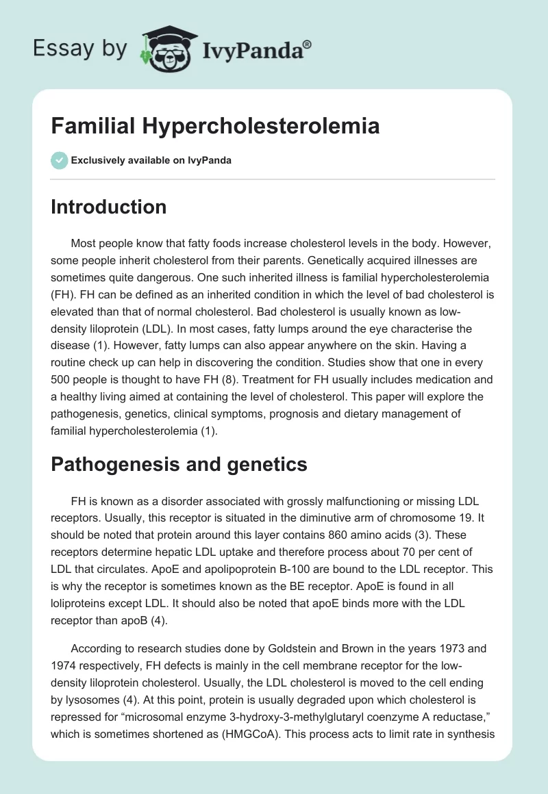 Familial Hypercholesterolemia. Page 1