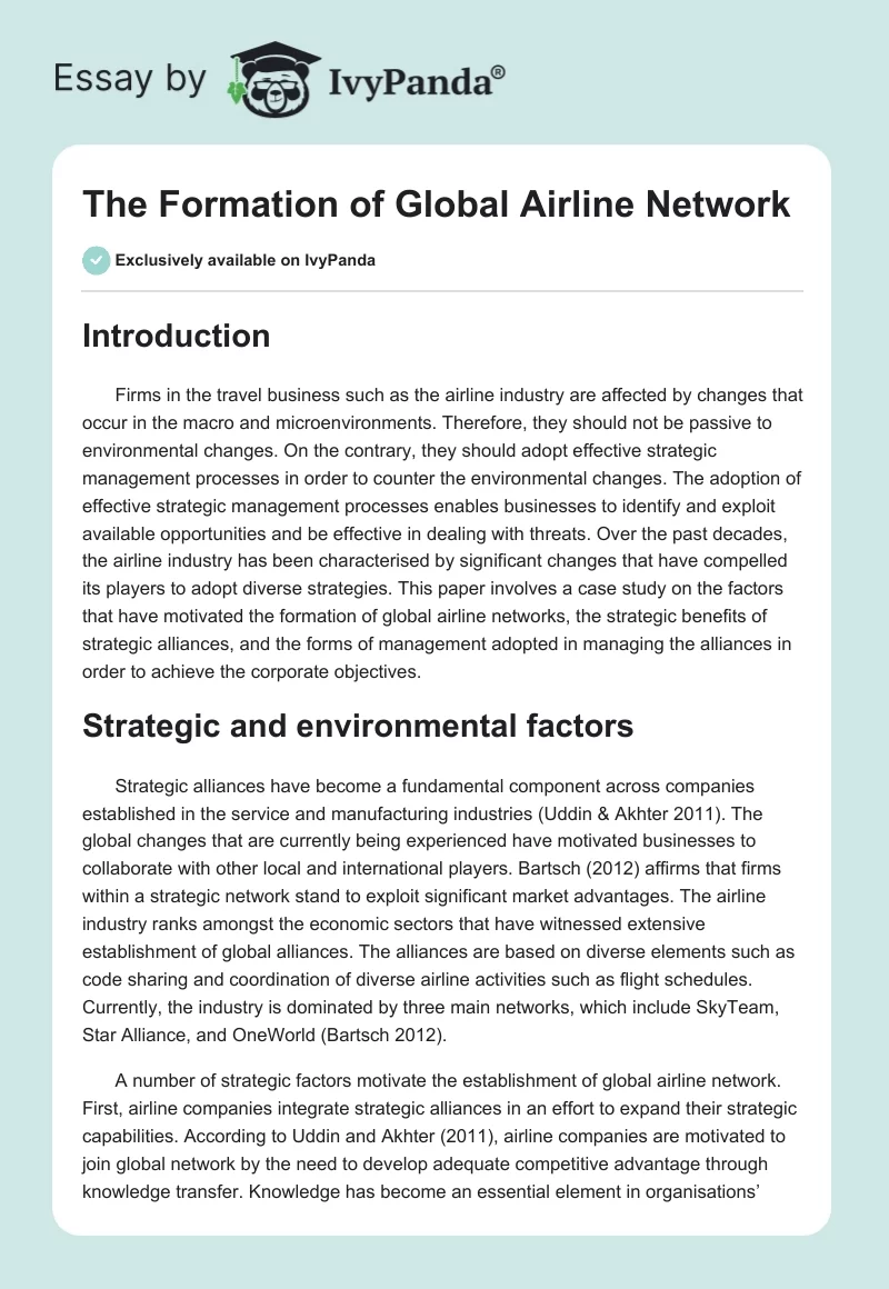 The Formation of Global Airline Network. Page 1