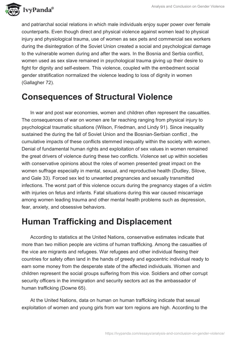 Analysis and Conclusion on Gender Violence. Page 2