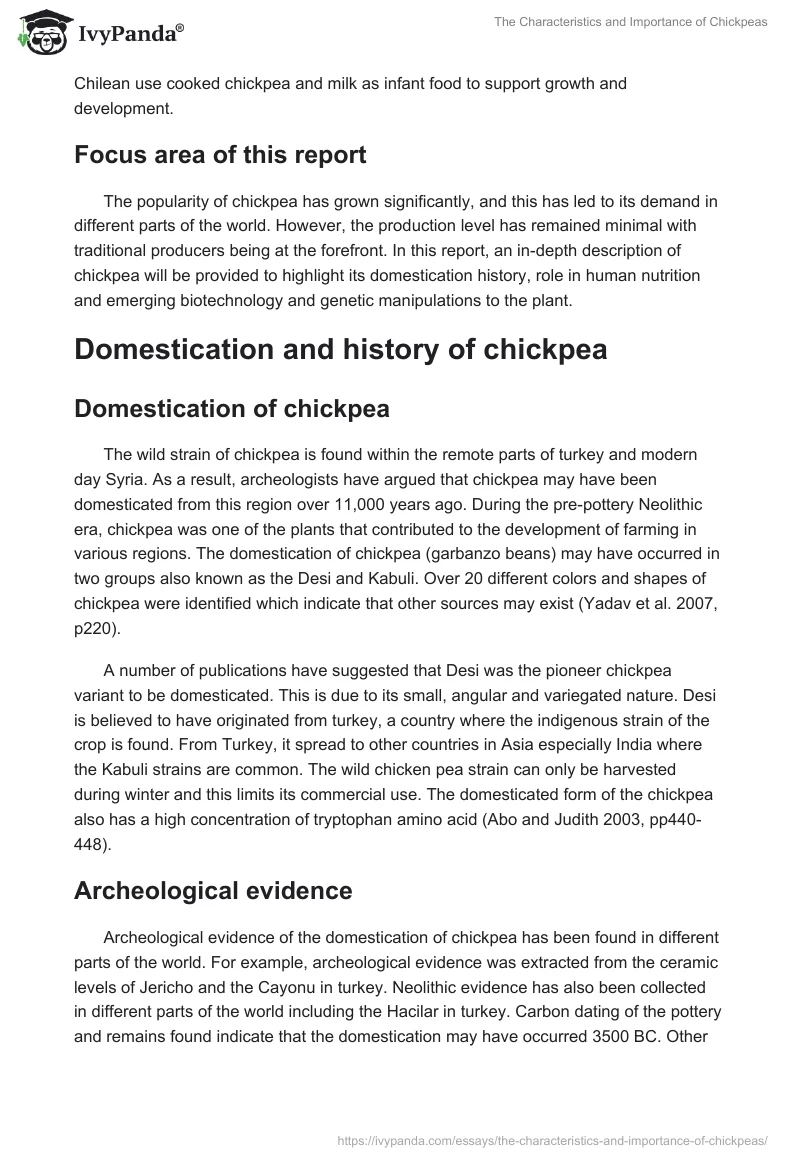 The Characteristics and Importance of Chickpeas. Page 2