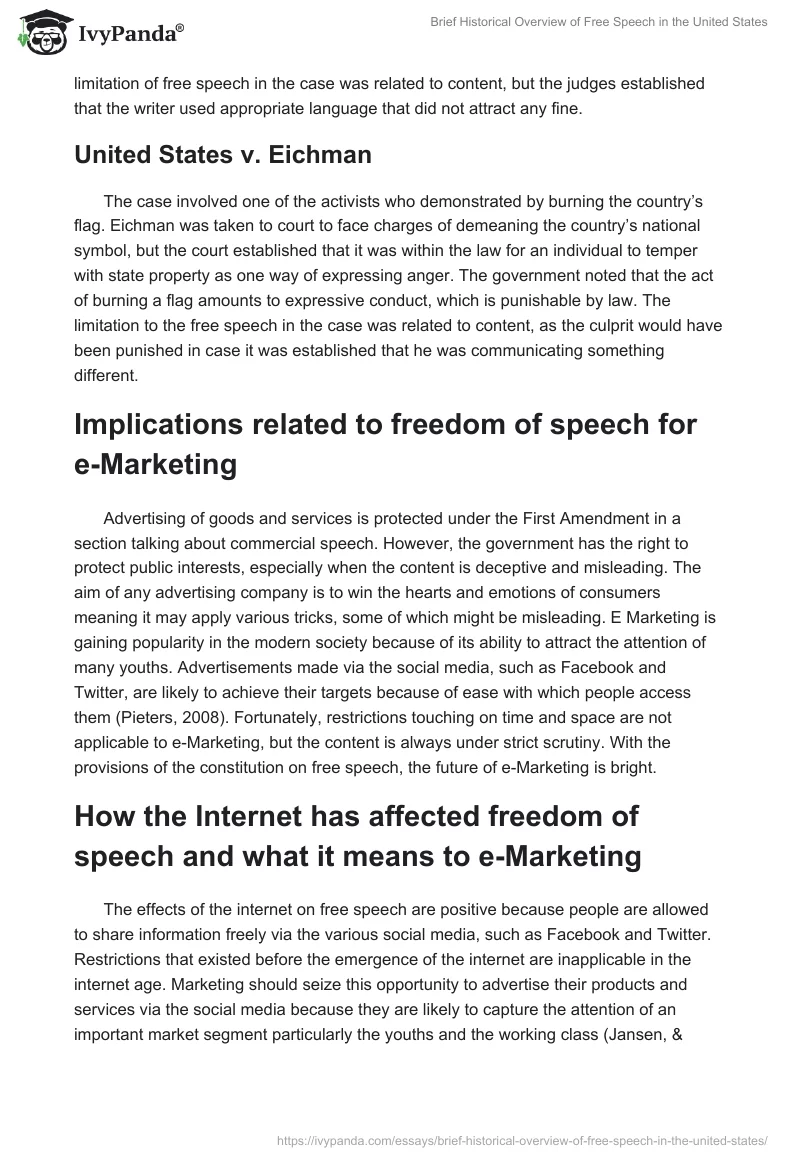 Brief Historical Overview of Free Speech in the United States. Page 3