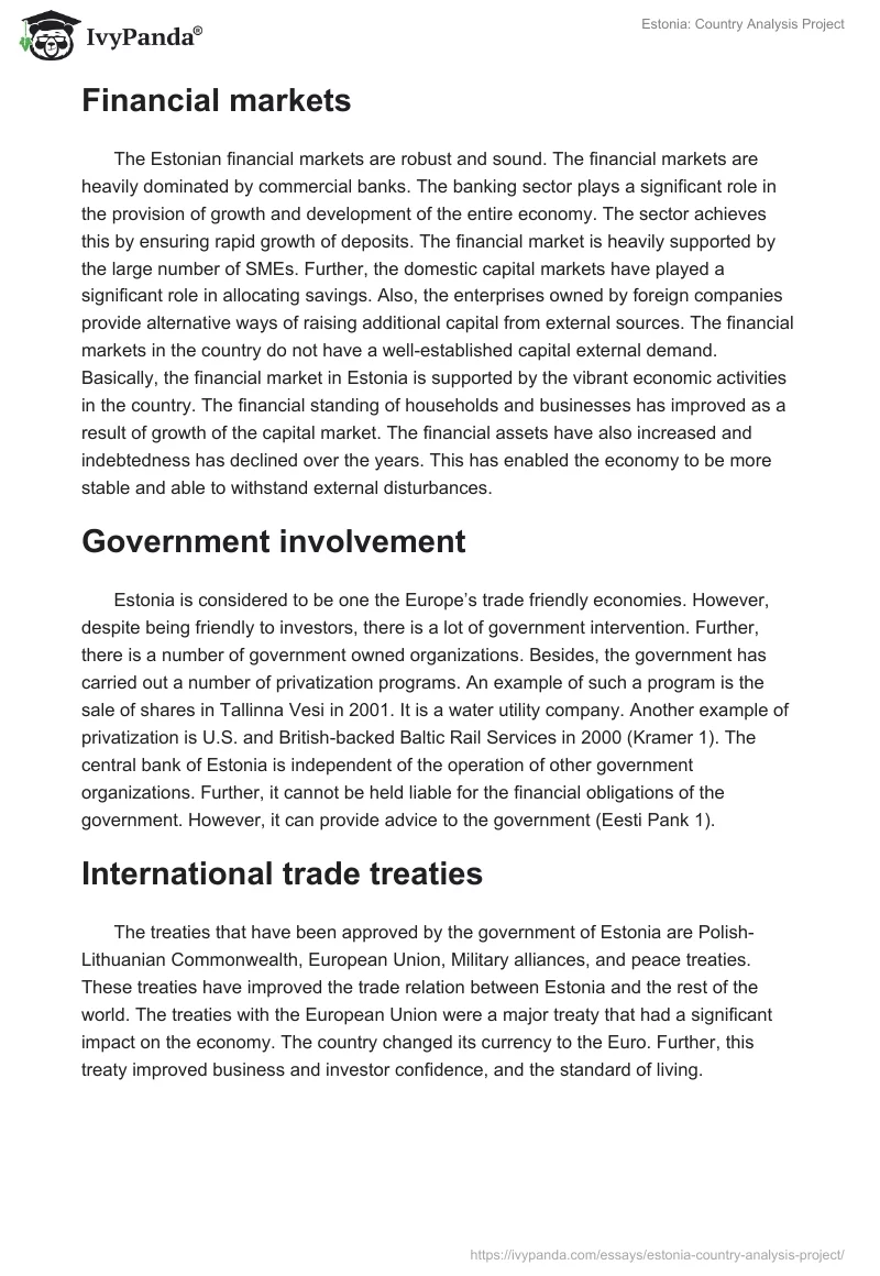 Estonia: Country Analysis Project. Page 4