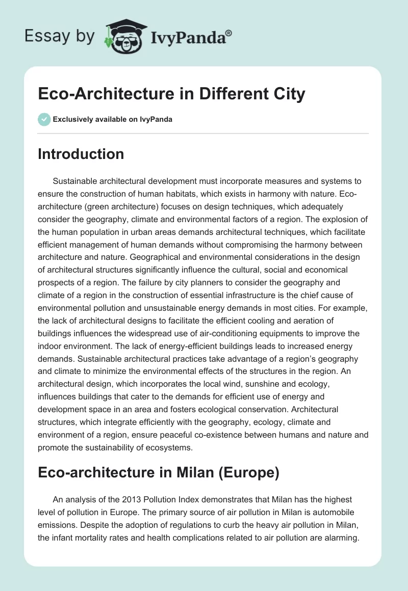 Eco-Architecture in Different City. Page 1