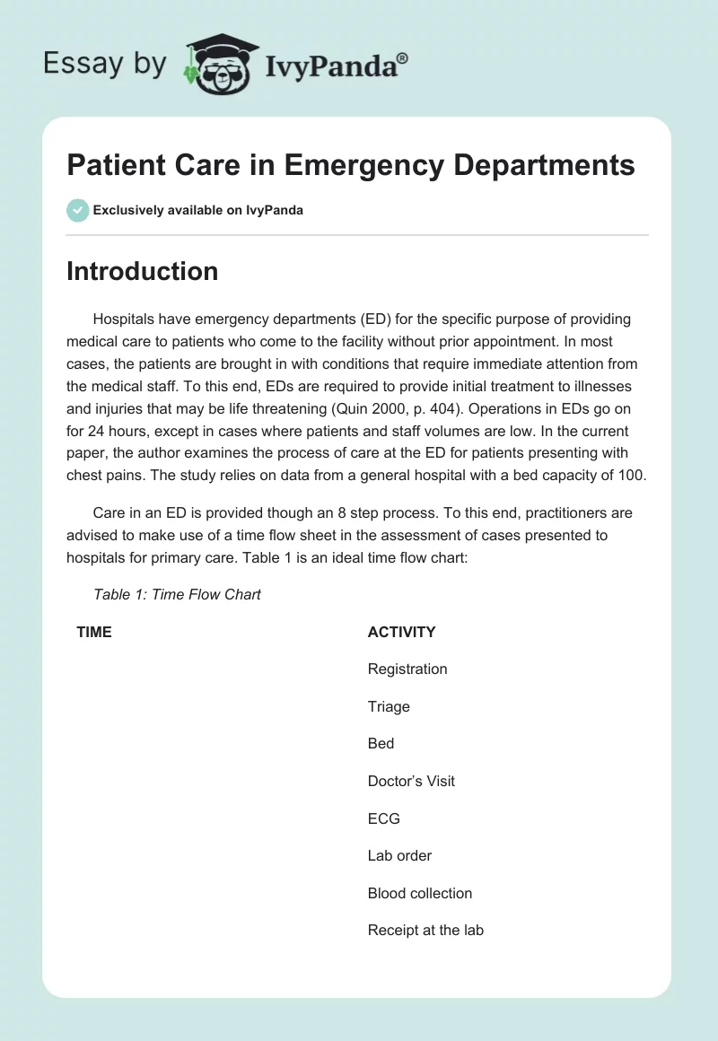 Patient Care in Emergency Departments. Page 1