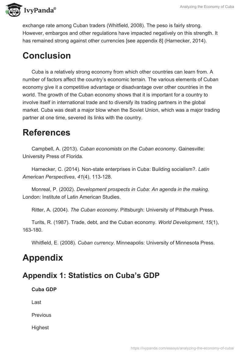 Analyzing the Economy of Cuba. Page 4