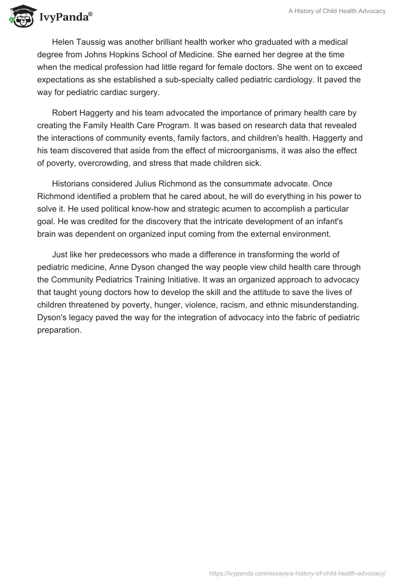 A History of Child Health Advocacy. Page 2