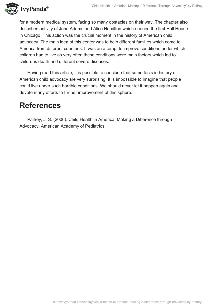 “Child Health in America, Making a Difference Through Advocacy” by Palfrey. Page 2