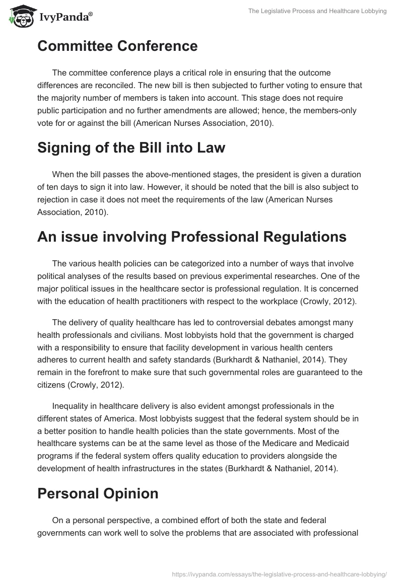 The Legislative Process and Healthcare Lobbying. Page 2