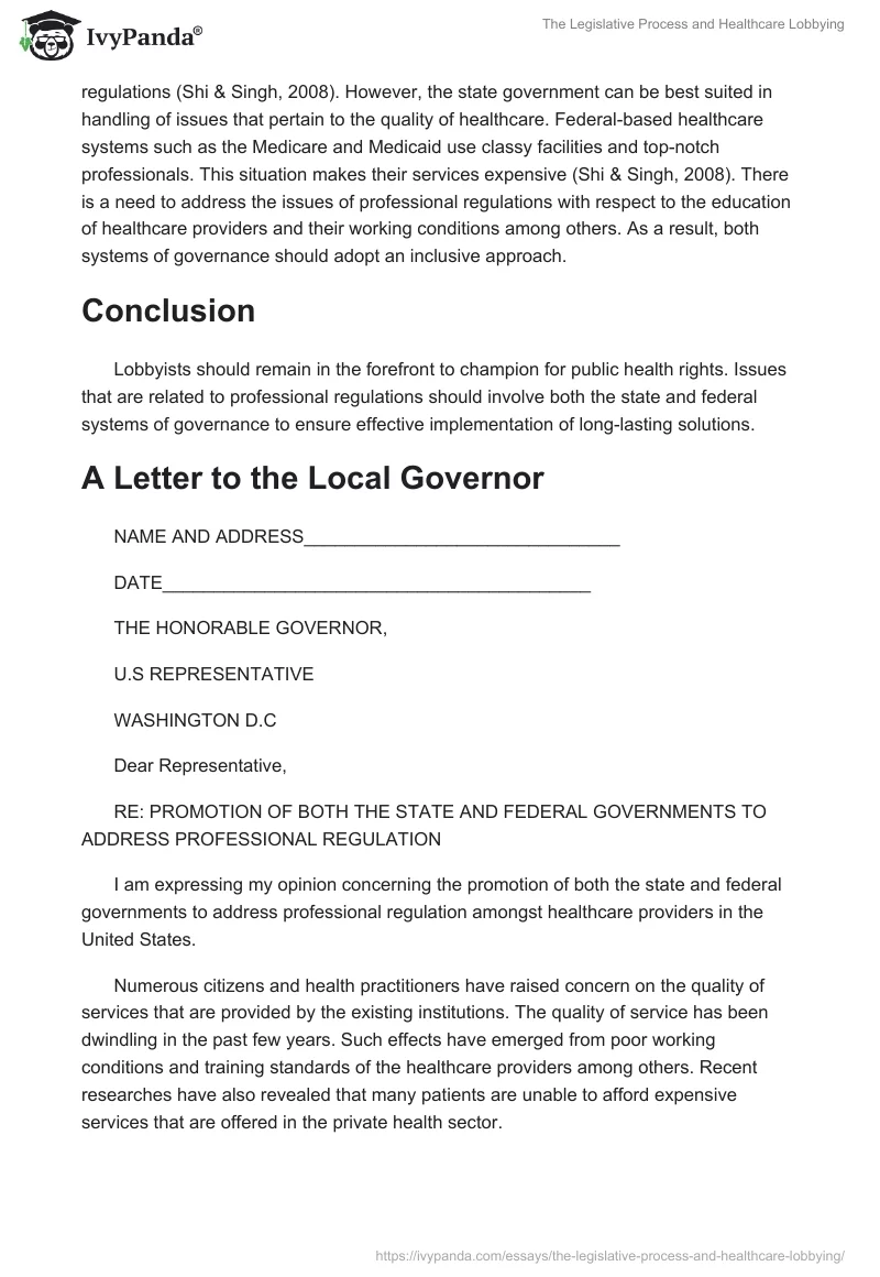 The Legislative Process and Healthcare Lobbying. Page 3