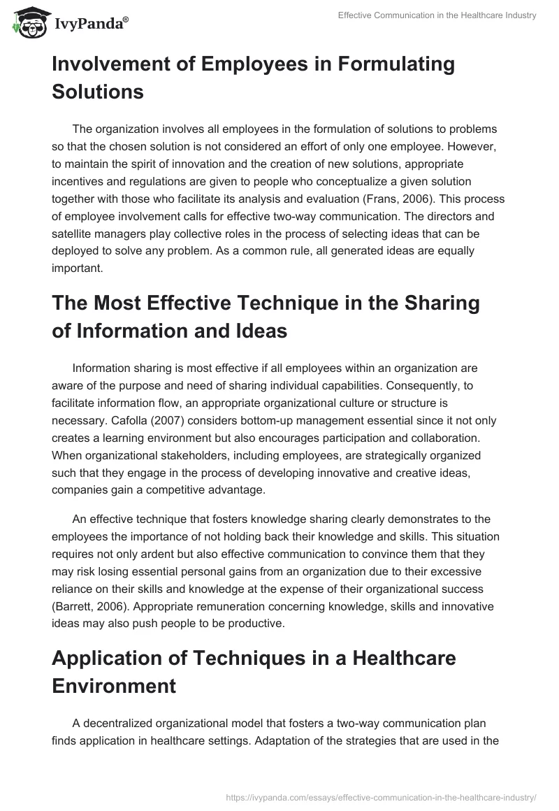 Effective Communication in the Healthcare Industry. Page 2