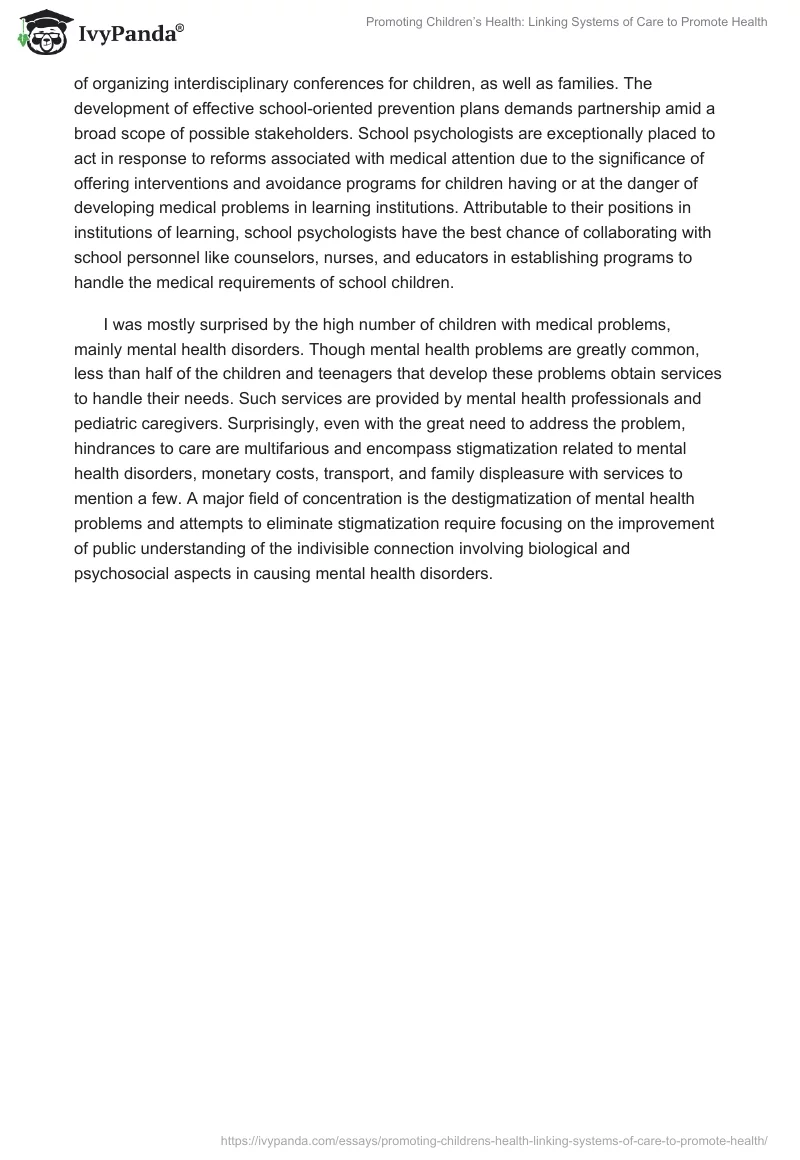 Promoting Children’s Health: Linking Systems of Care to Promote Health. Page 2