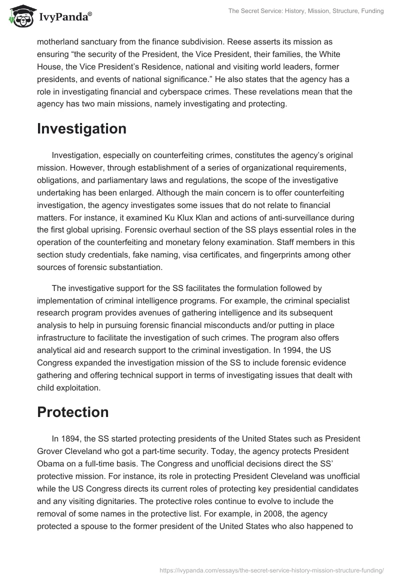 The Secret Service: History, Mission, Structure, Funding. Page 5