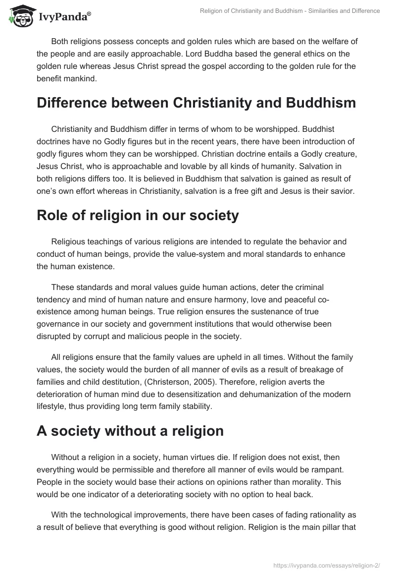 Religion of Christianity and Buddhism - Similarities and Difference. Page 2