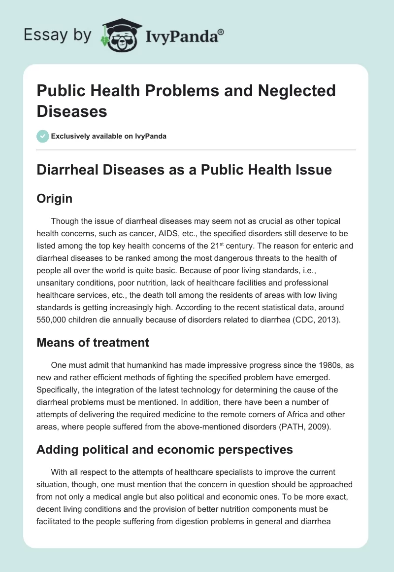 Public Health Problems and Neglected Diseases. Page 1