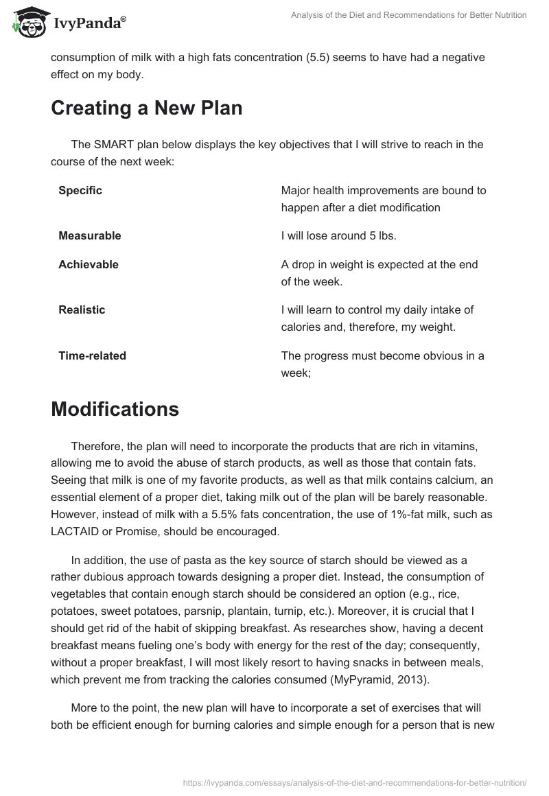 Analysis of the Diet and Recommendations for Better Nutrition. Page 4