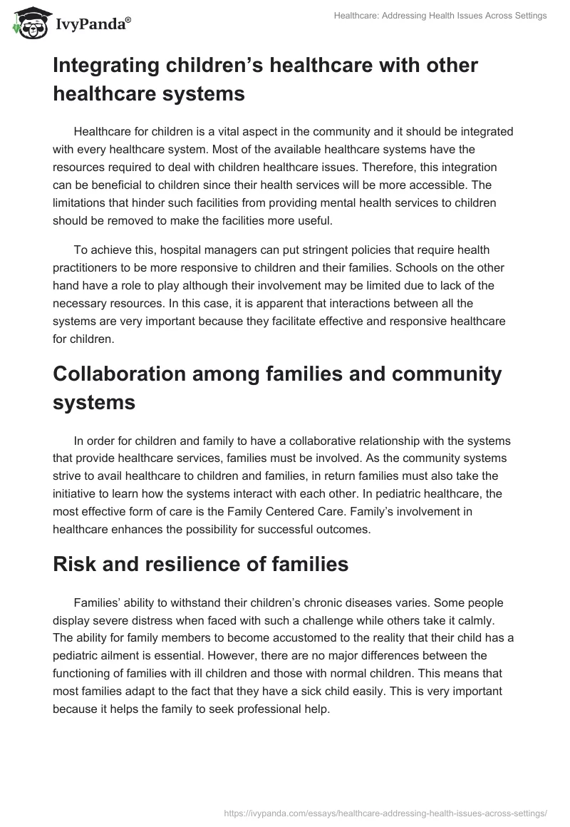 Healthcare: Addressing Health Issues Across Settings. Page 2