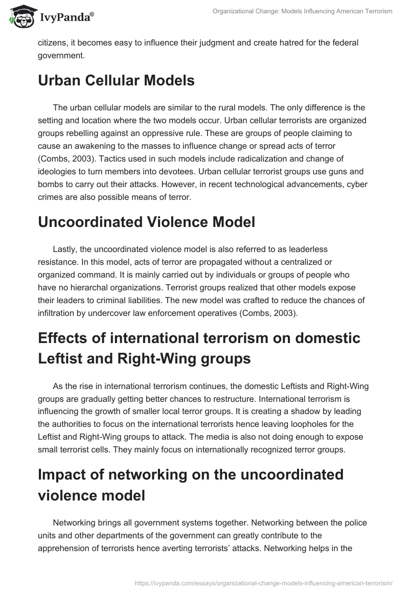 Organizational Change: Models Influencing American Terrorism. Page 2