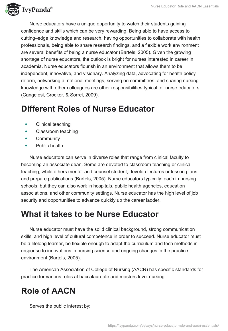 Nurse Educator Role and AACN Essentials. Page 2