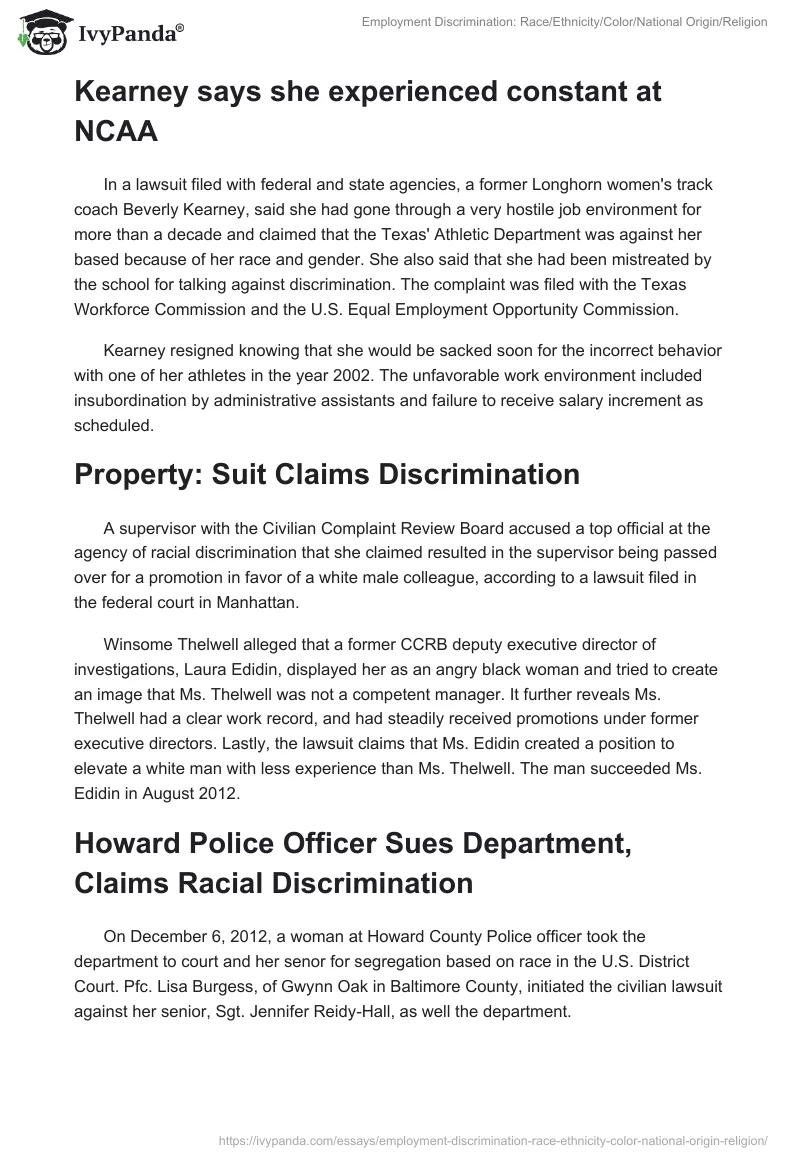 Employment Discrimination: Race/Ethnicity/Color/National Origin/Religion. Page 3