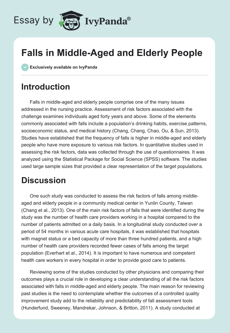 Falls in Middle-Aged and Elderly People. Page 1