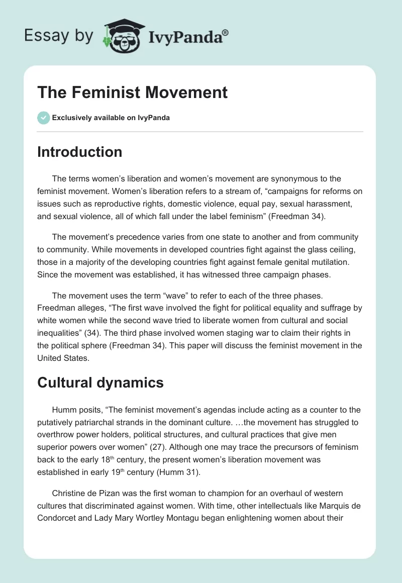 The Feminist Movement. Page 1