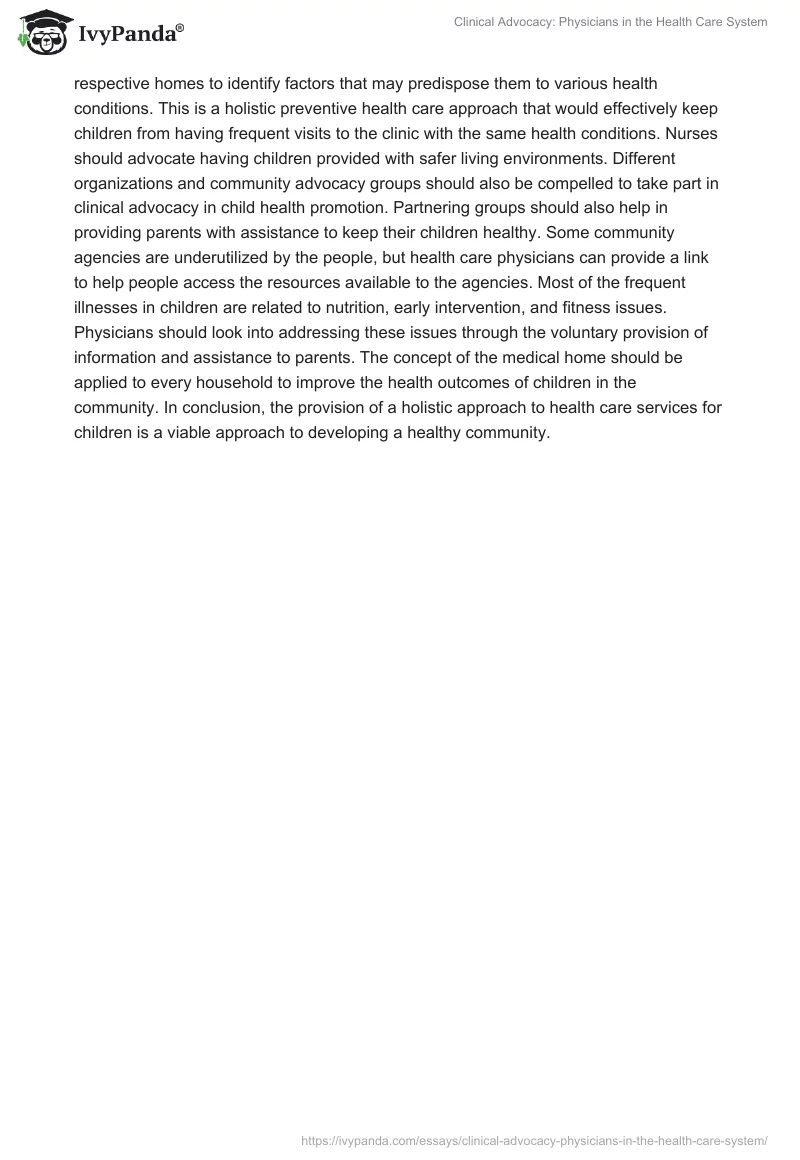 Clinical Advocacy: Physicians in the Health Care System. Page 2