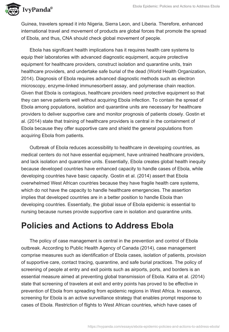 Ebola Epidemic: Policies and Actions to Address Ebola. Page 2