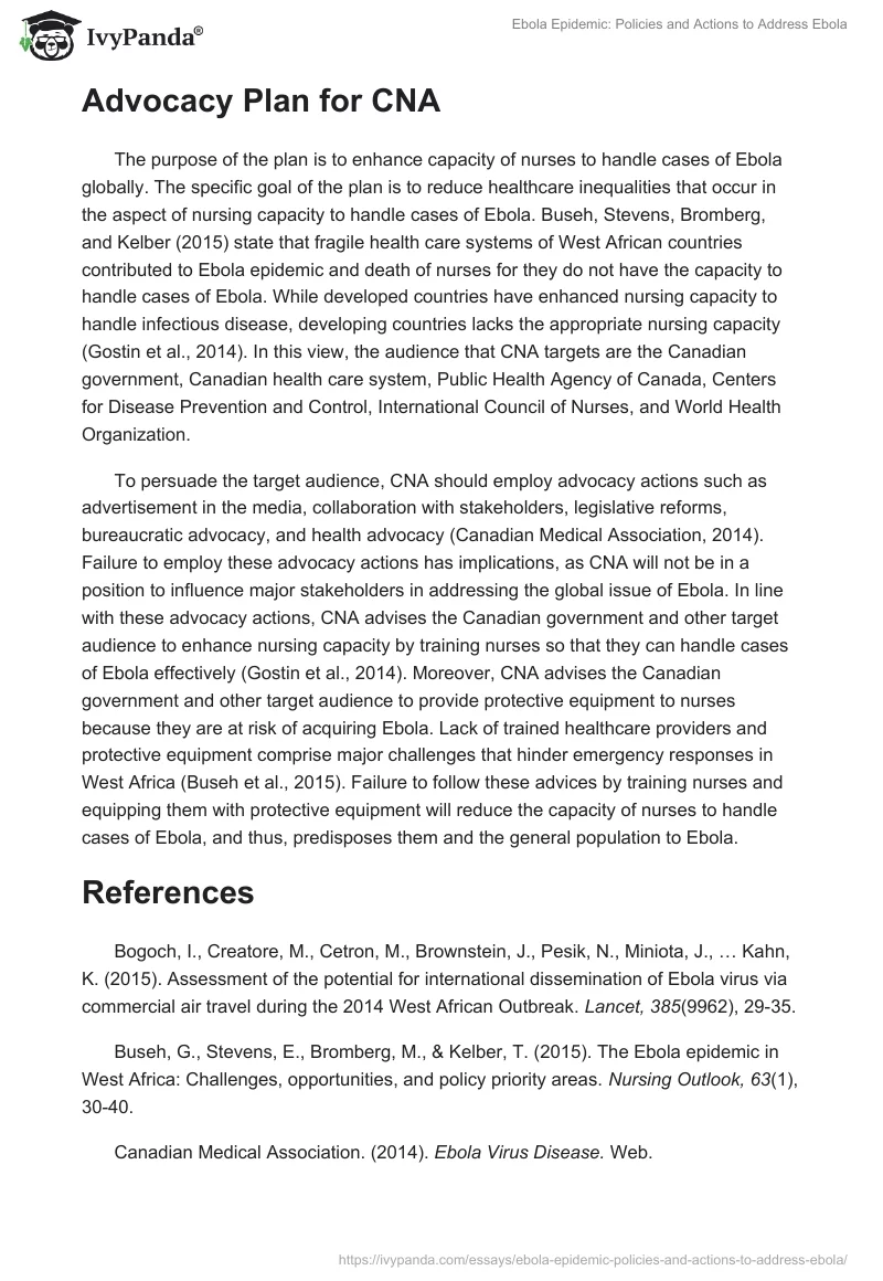 Ebola Epidemic: Policies and Actions to Address Ebola. Page 4