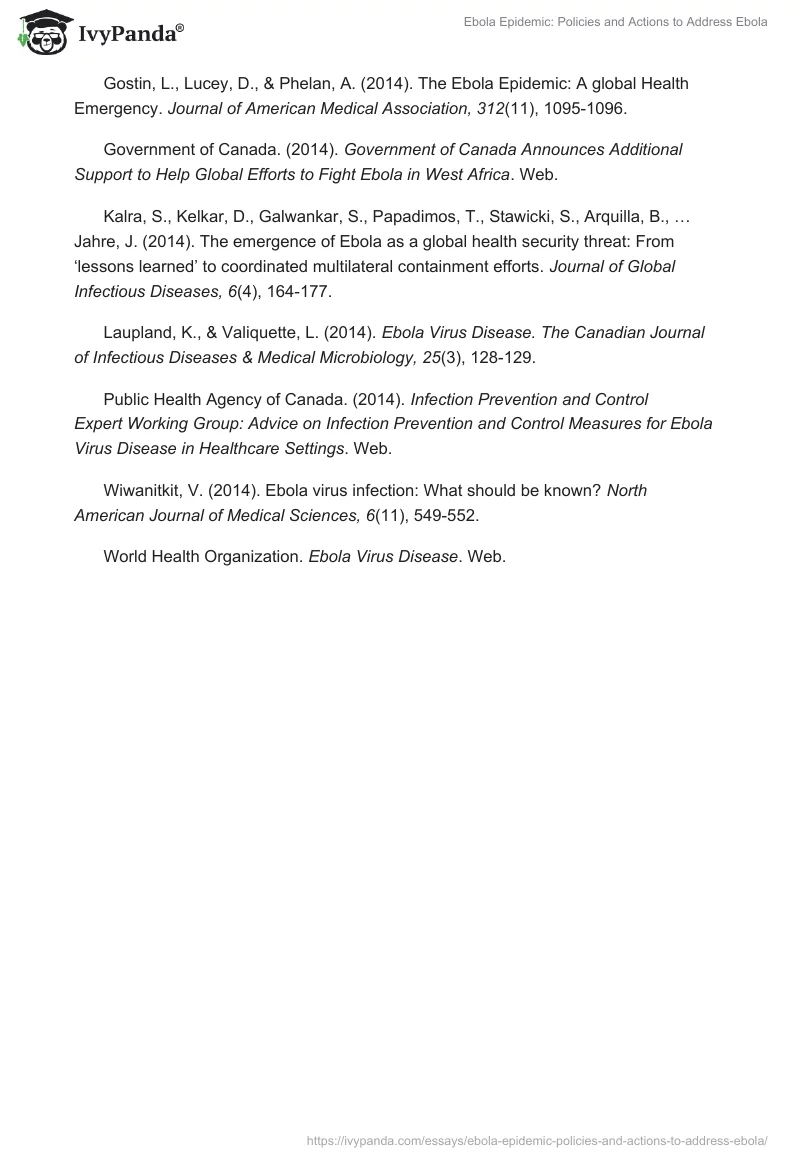 Ebola Epidemic: Policies and Actions to Address Ebola. Page 5