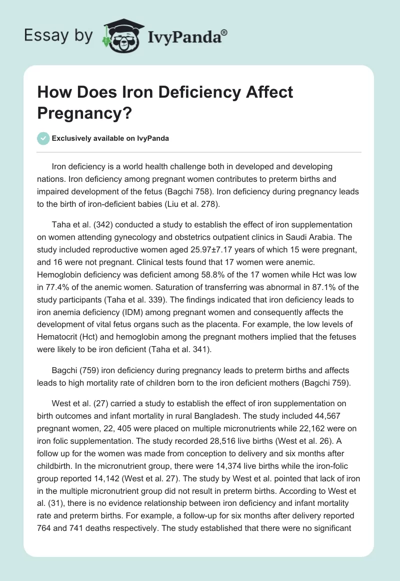 How Does Iron Deficiency Affect Pregnancy?. Page 1