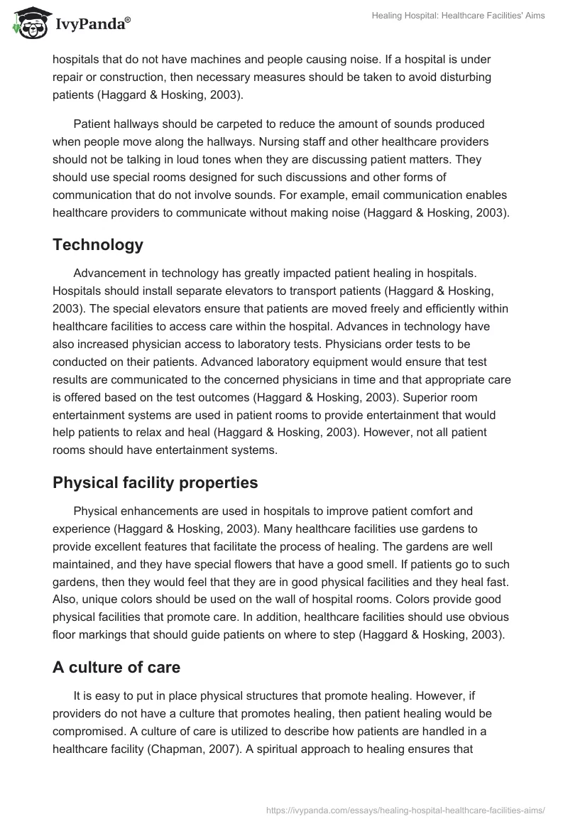 Healing Hospital: Healthcare Facilities' Aims. Page 2