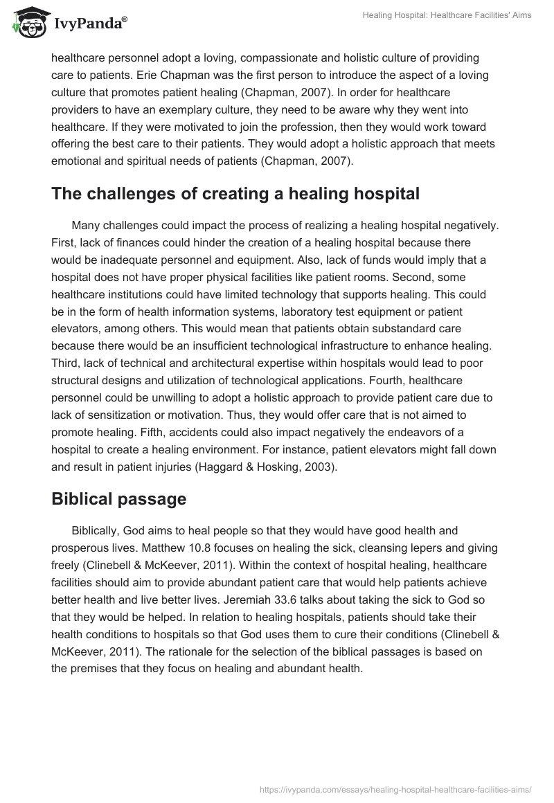 Healing Hospital: Healthcare Facilities' Aims. Page 3