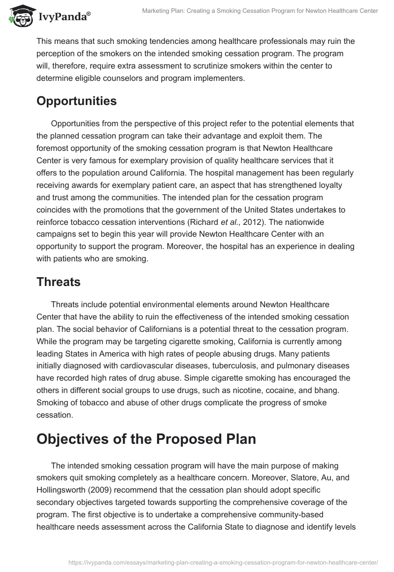Marketing Plan: Creating a Smoking Cessation Program for Newton Healthcare Center. Page 3