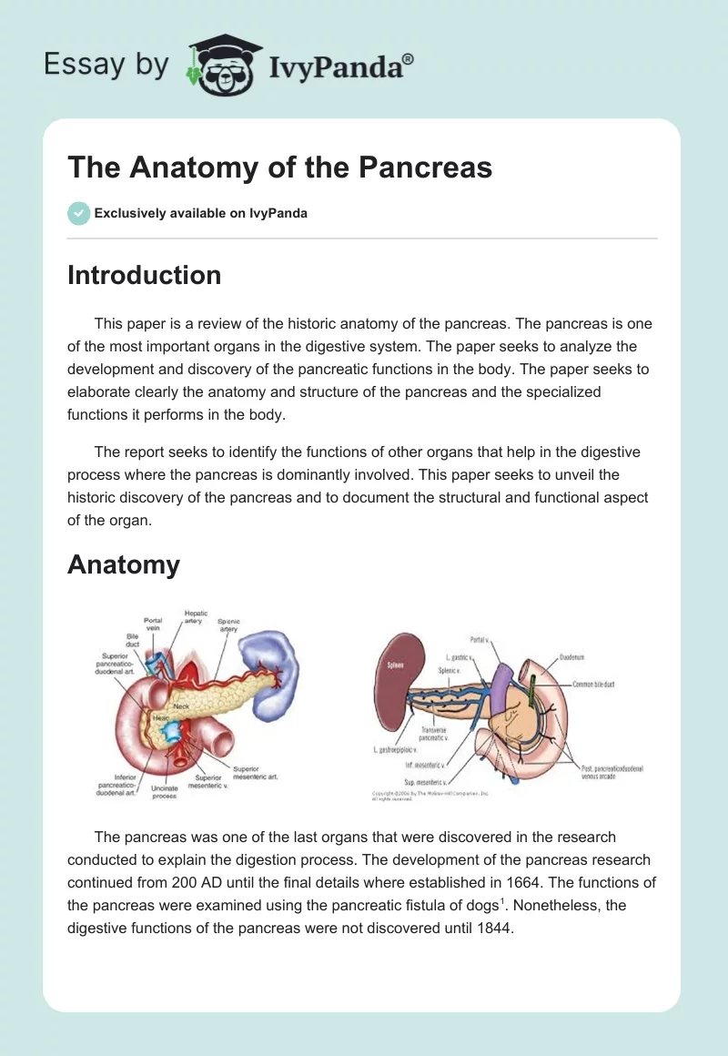 The Anatomy of the Pancreas. Page 1