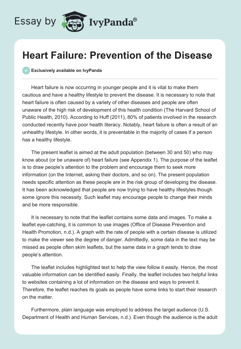 Heart Failure: Prevention of the Disease. Page 1