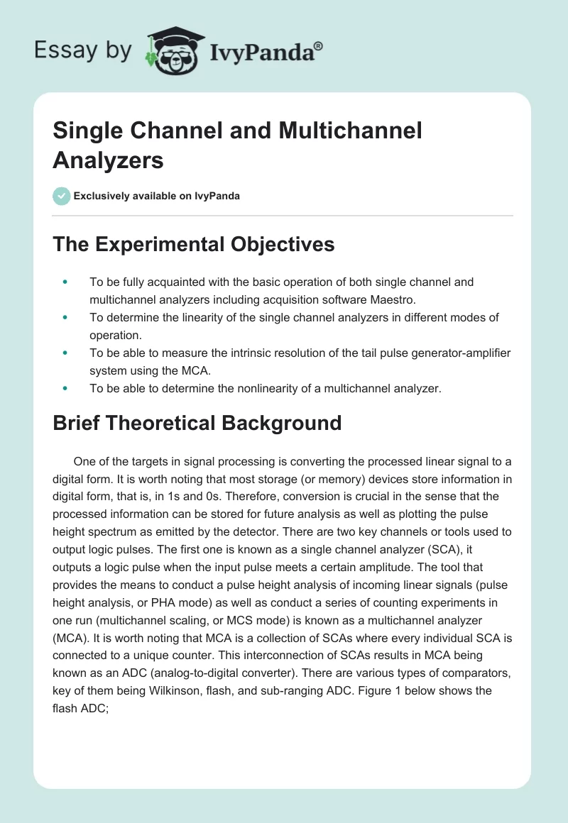 Single Channel and Multichannel Analyzers. Page 1